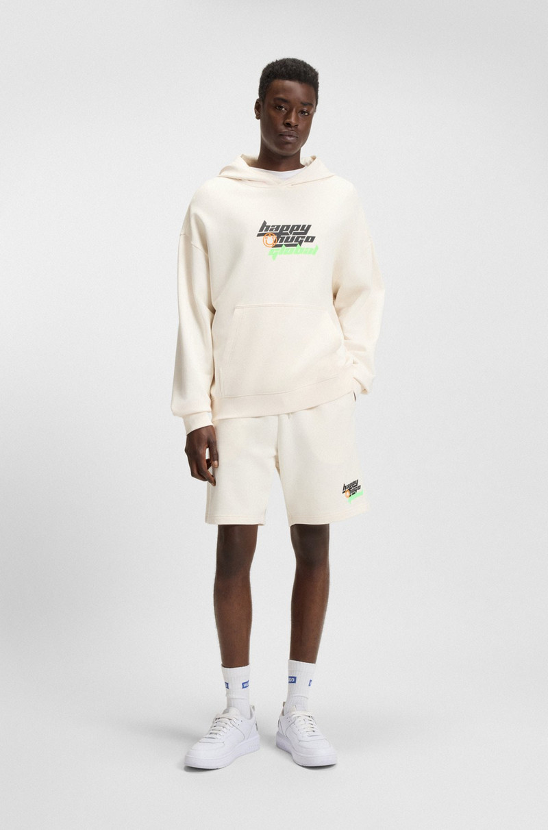 HUGO COTTON-TERRY SHORTS WITH HAPPY HUGO LOGO outlook