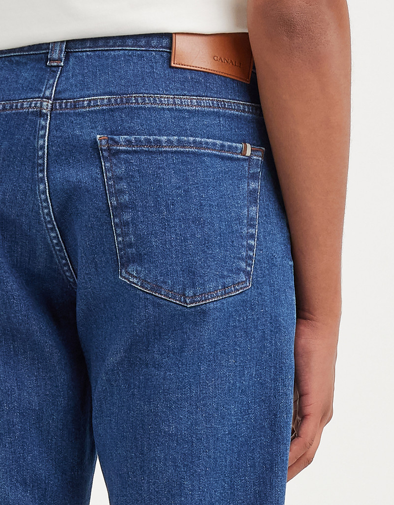 MEDIUM BLUE REGULAR FIT FIVE-POCKET DENIM PANTS 4