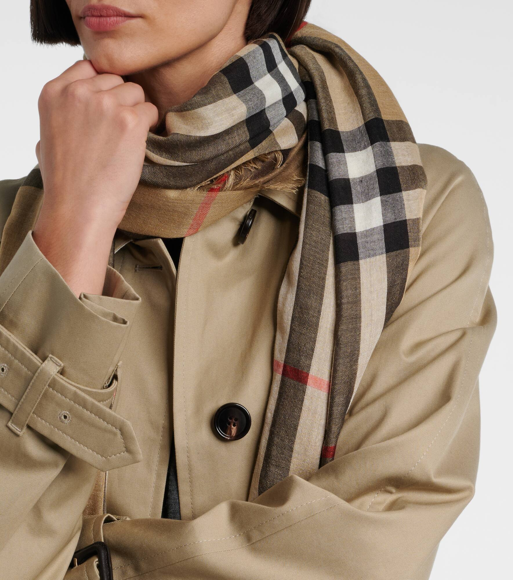Burberry Check wool and silk scarf - 3