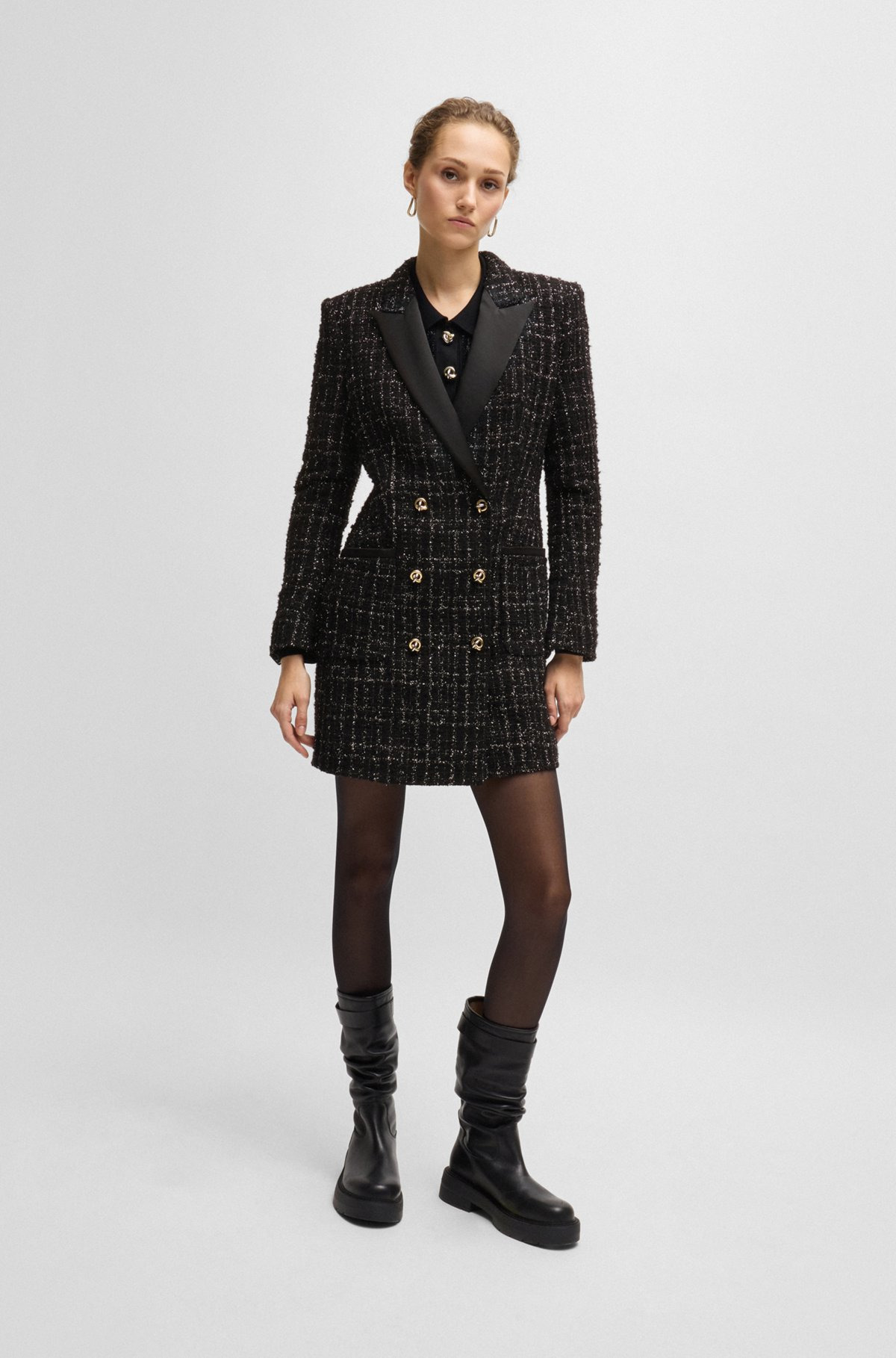 TUXEDO-STYLE DRESS IN SPARKLING TWEED - 2