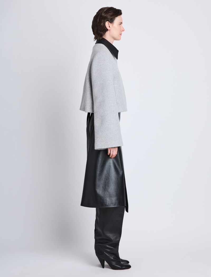 Bridget Cropped Jacket With Leather Collar in Wool 4