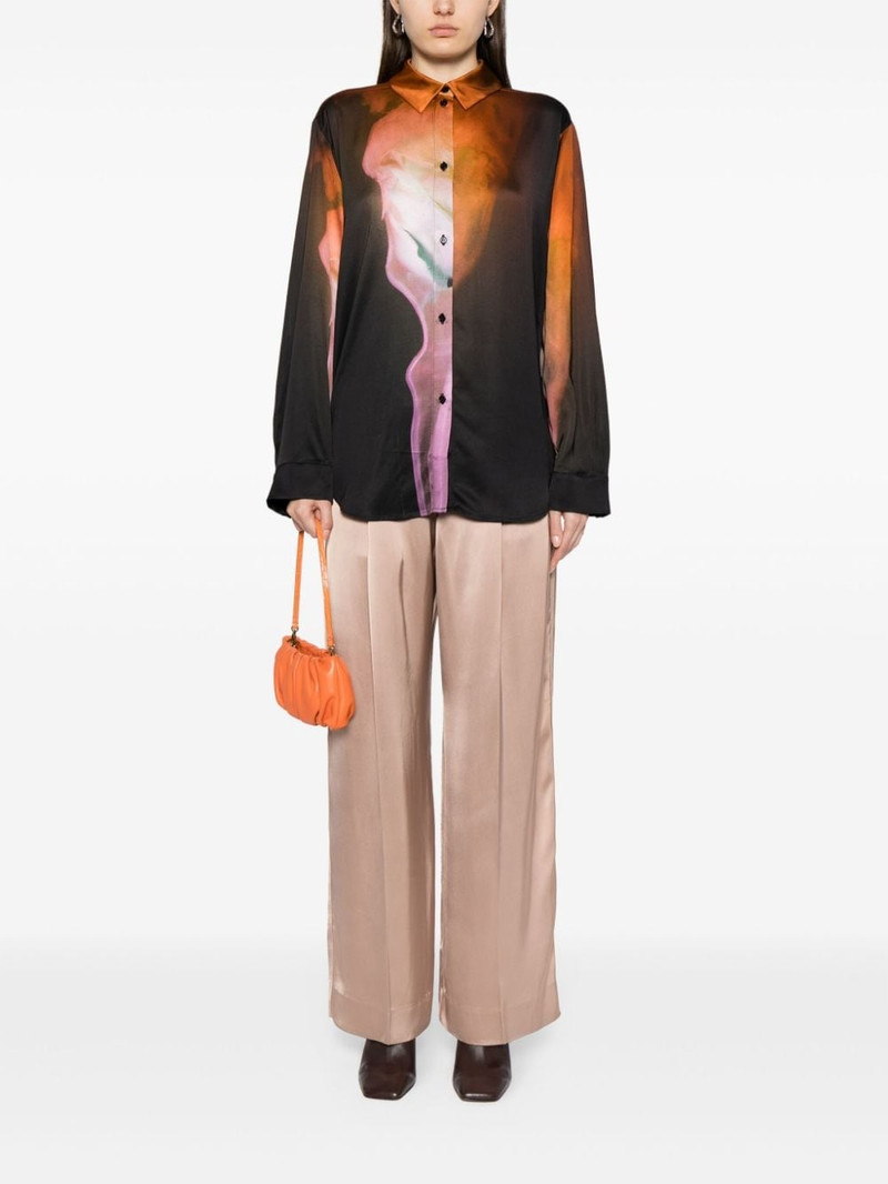 STINE GOYA Ciara logo-waistband satin trousers outlook