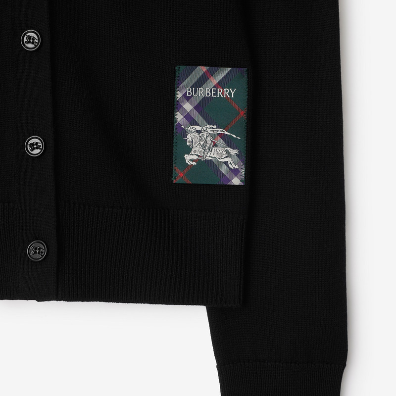 Burberry Check Label Wool Cardigan outlook