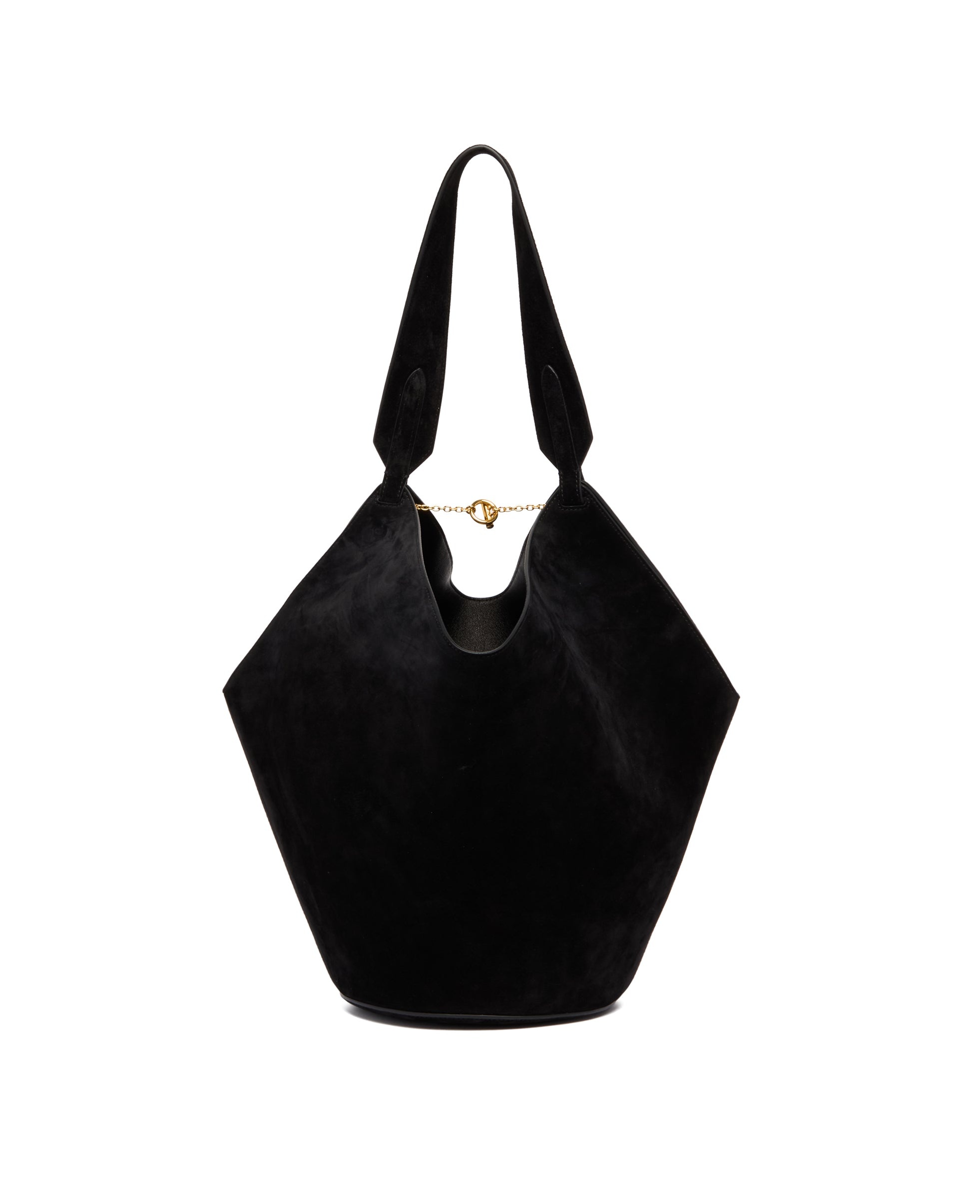Black Small Lotus Leather Tote - 7