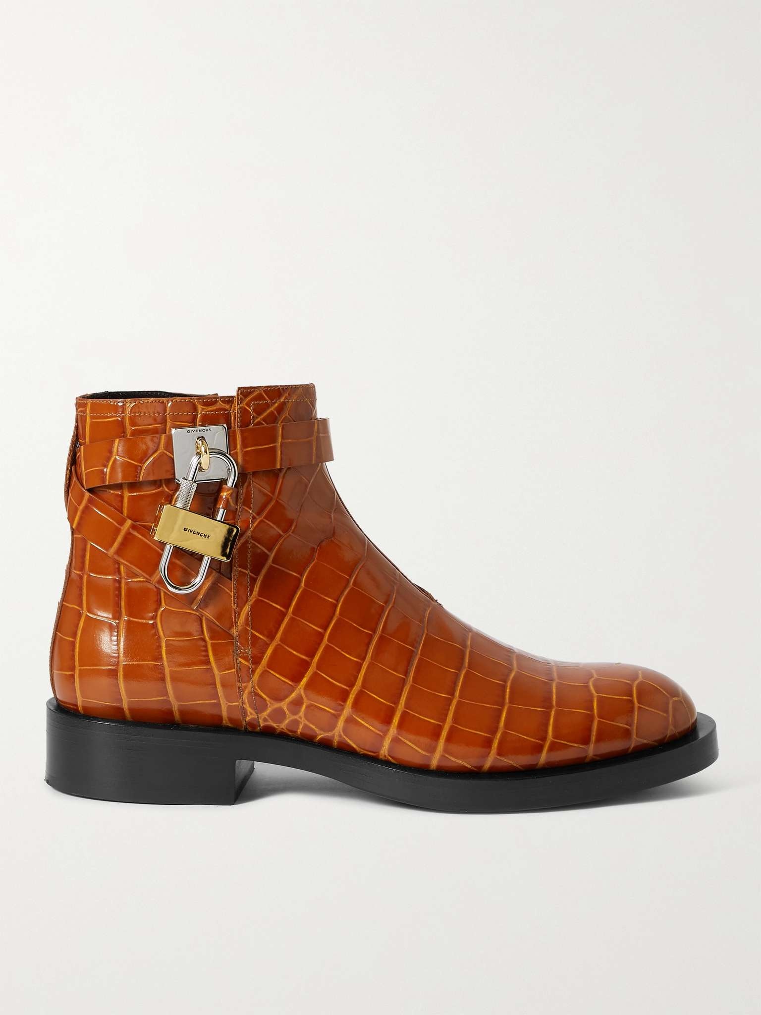 Embellished Croc-Effect Leather Chelsea Boots - 1