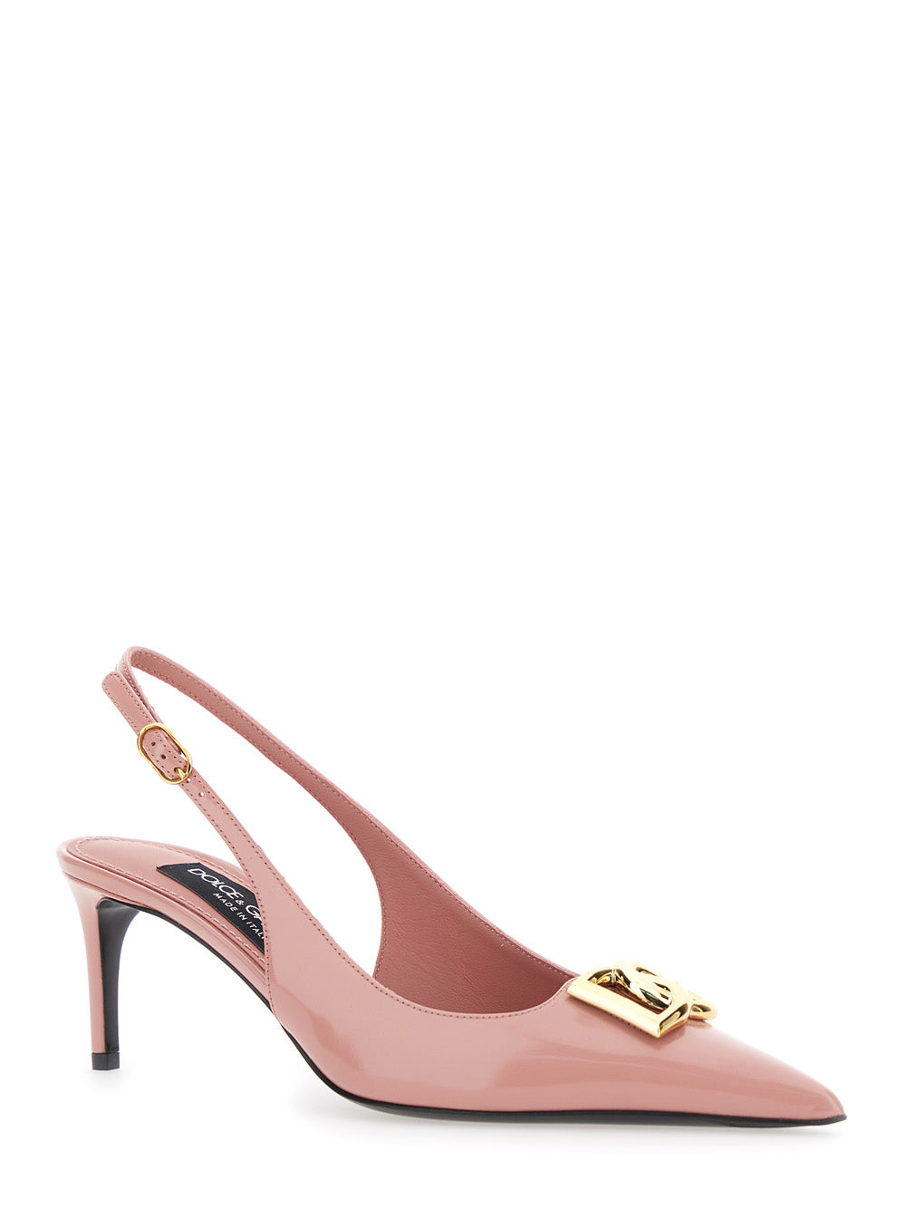 Dolce & Gabbana Women Pink Slingback Pumps With Logo Plaque On The Front In Leather Woman - 2