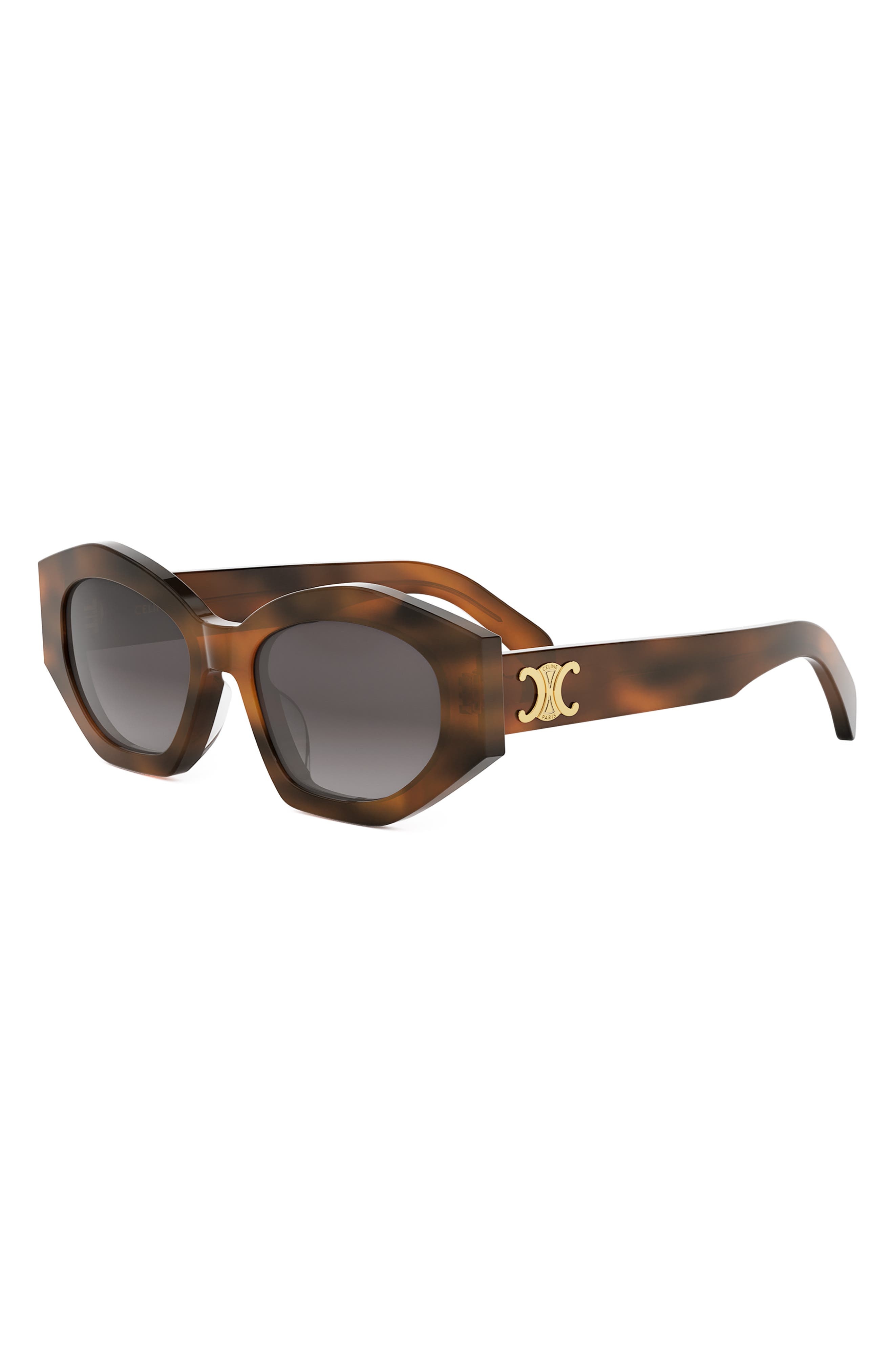 CELINE Triomphe 54mm Cat Eye Sunglasses in Blonde Havana /Gradient Brown at Nordstrom - 2