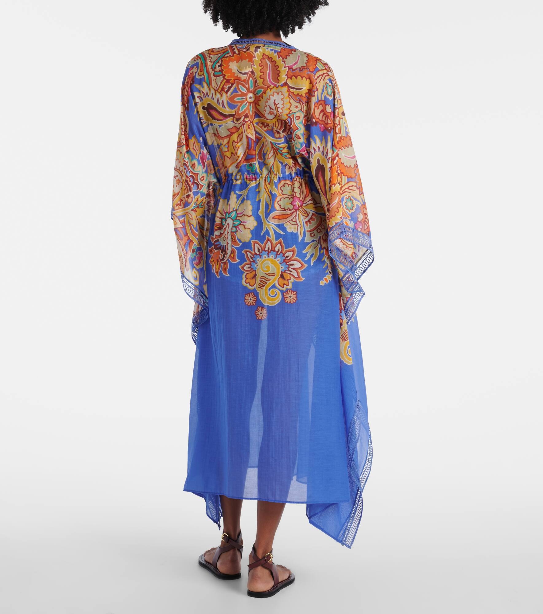 Printed cotton and silk beach cover-up - 3