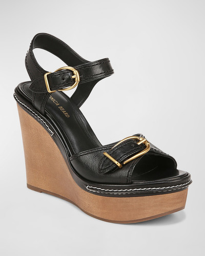 VERONICA BEARD Geraldine Leather Buckle Platform Sandals outlook