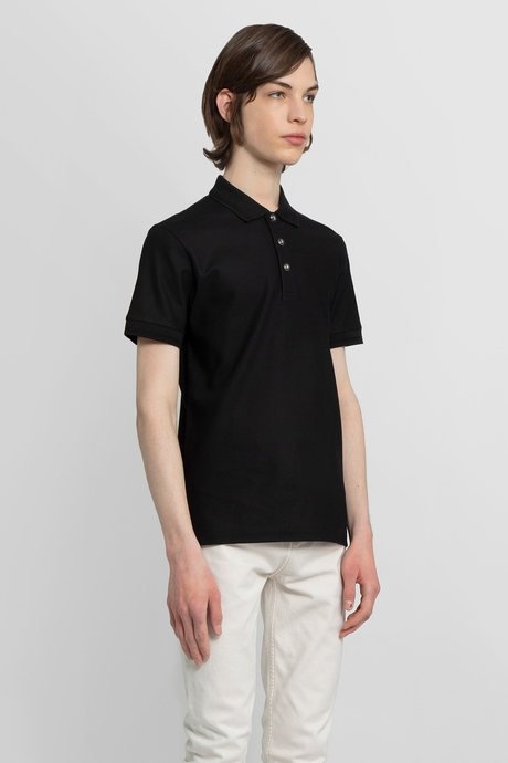 Burberry men's black cotton piqué polo shirt - 2