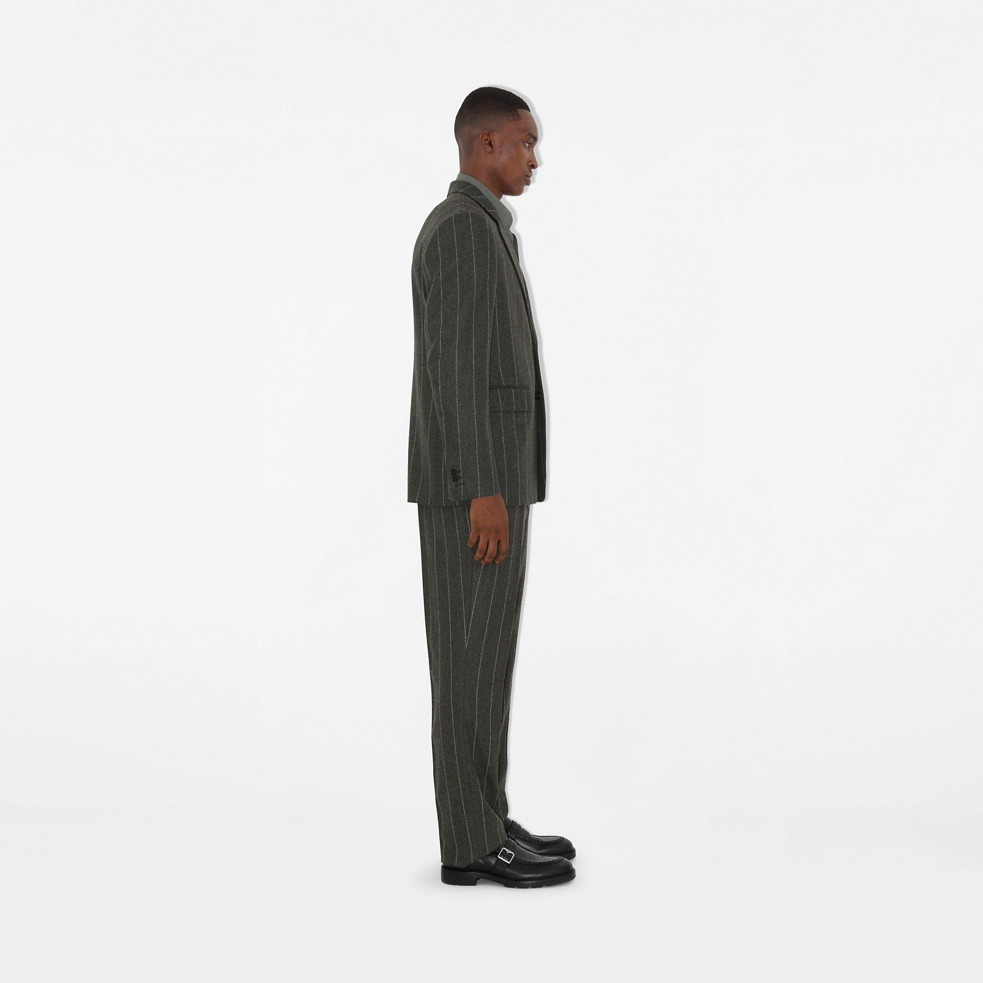 Pinstriped Wool Tailored Trousers - 3
