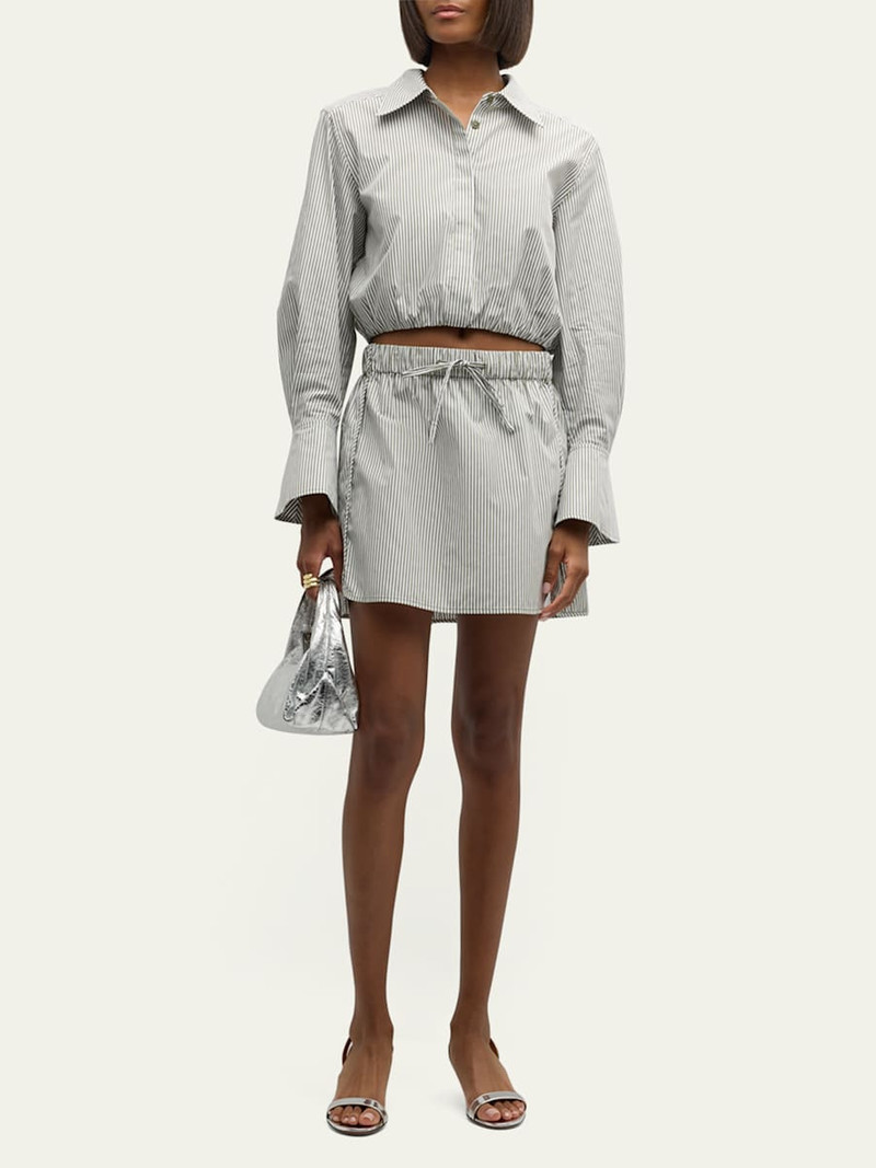SIMKHAI Shiori Drawstring Cotton Stripe Mini Skirt outlook