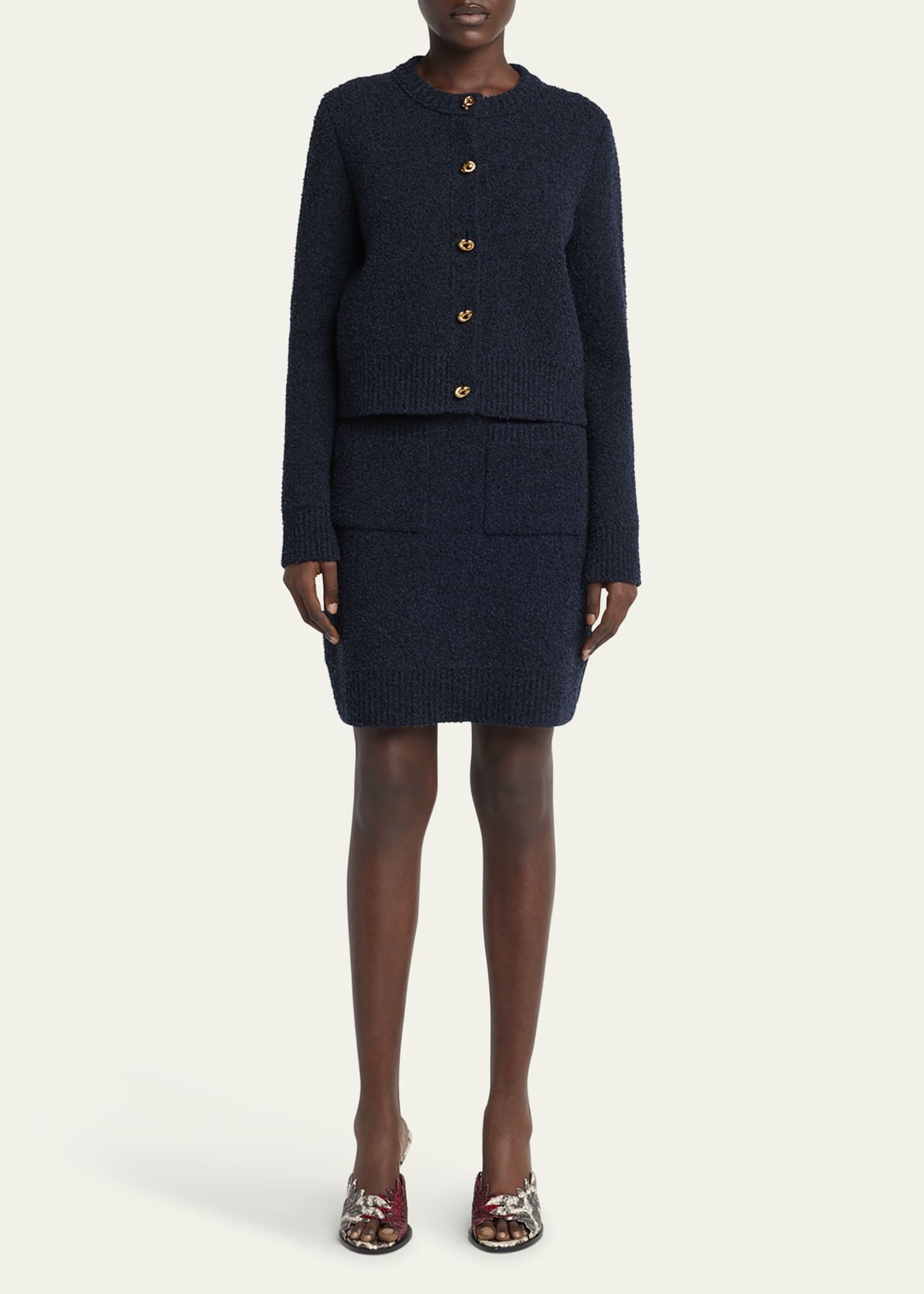 Front-Pockets Boucle Mini Skirt - 2