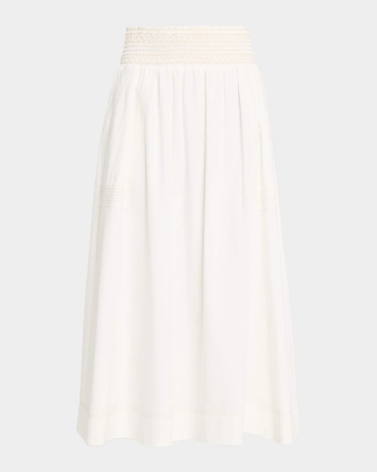 Galia Smocked Cotton Poplin Midi Skirt - 1