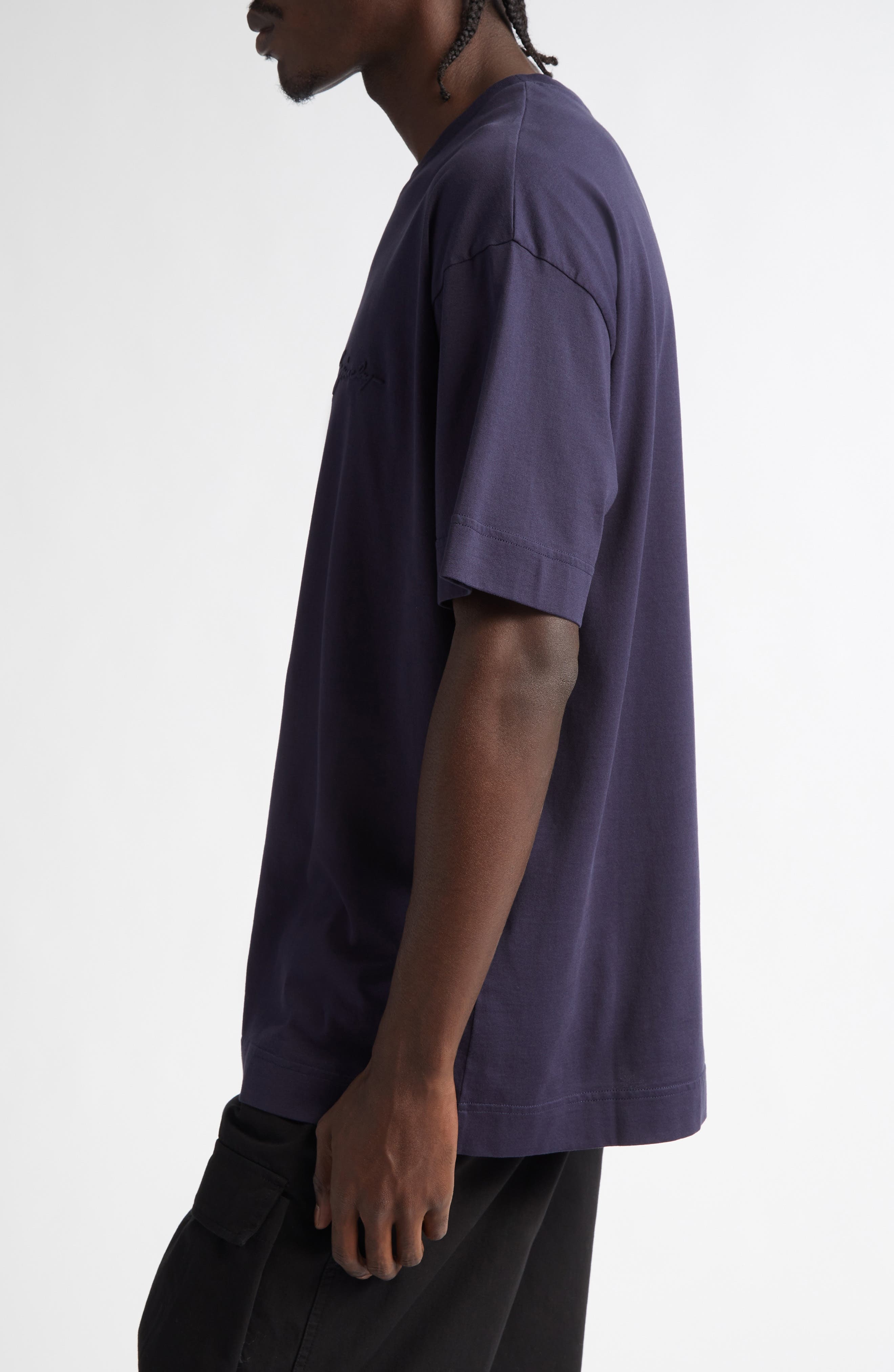 Givenchy Logo Embroidered T-Shirt in Dark Blue at Nordstrom - 3