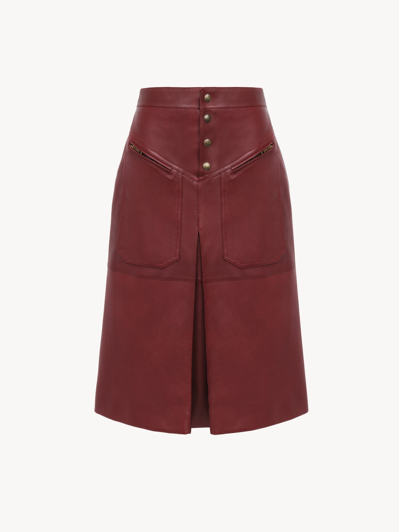 KNEE-LENGTH SKIRT IN LEATHER - 2