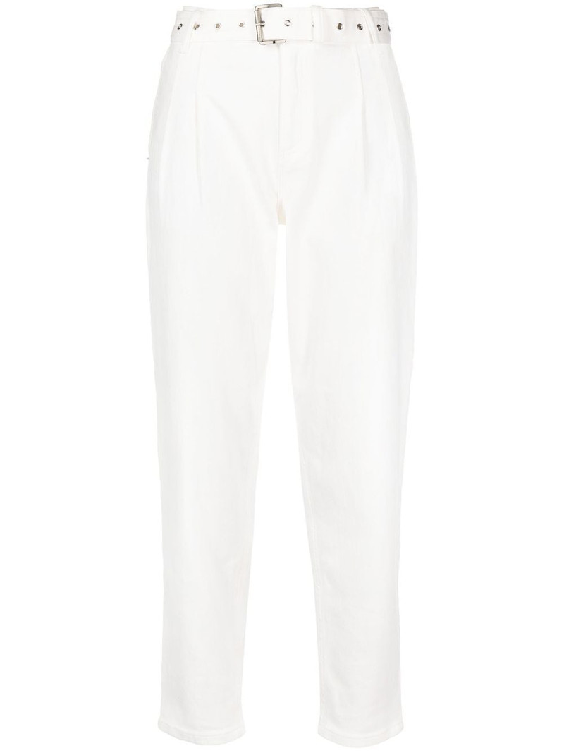 pleat-detail belted jeans 1