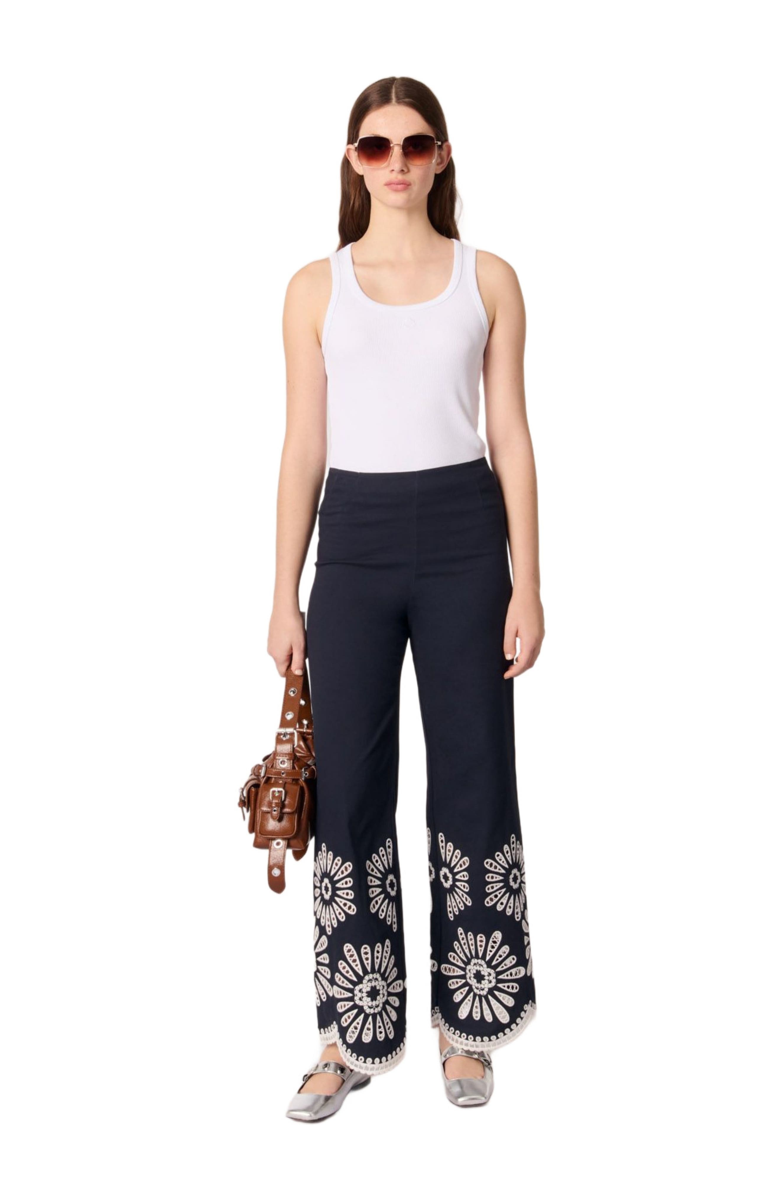 maje Trousers with crochet detail in Navy at Nordstrom - 2