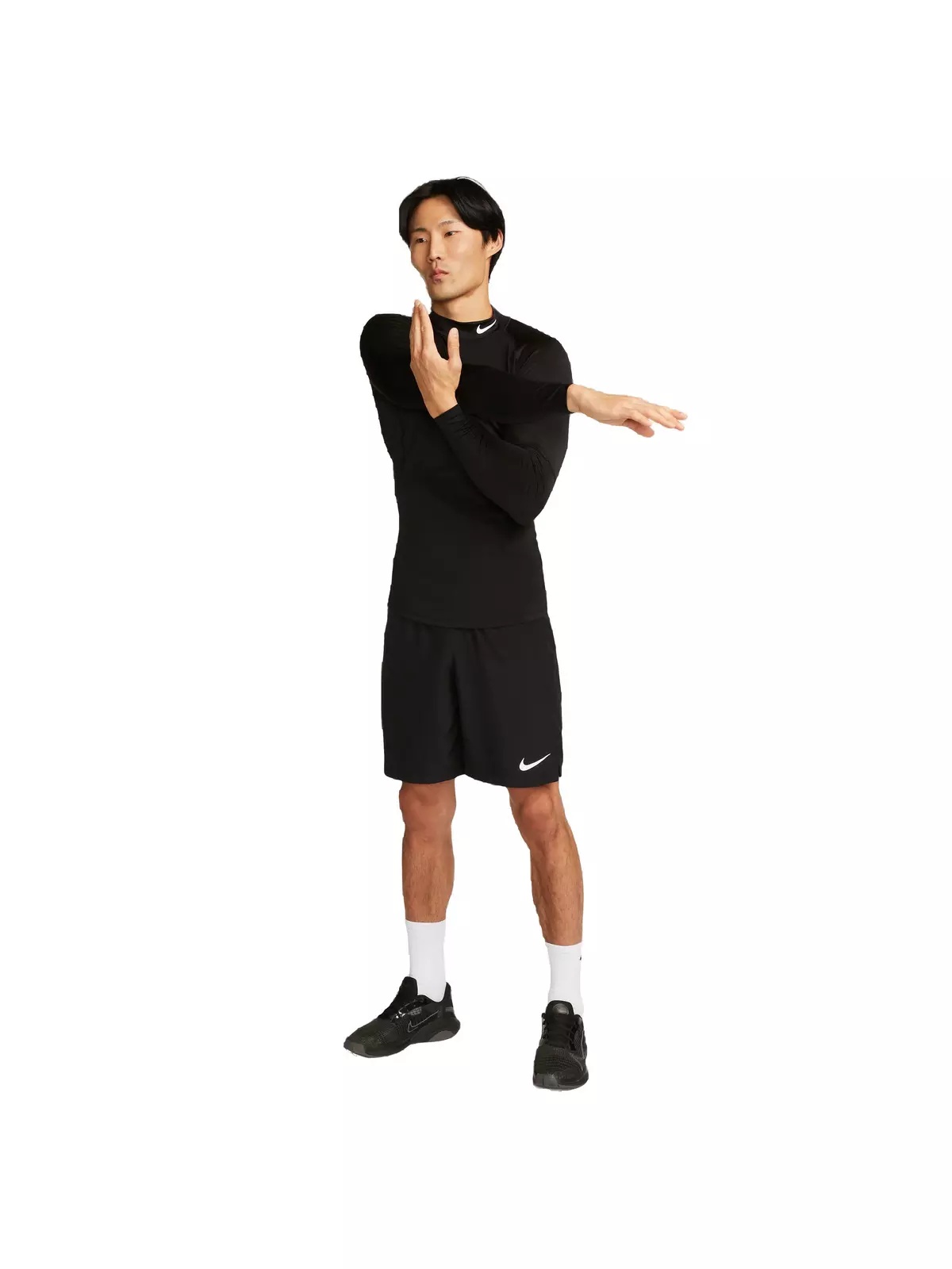 Men's Pro Dri-FIT Long-Sleeve Tight-Fitting Mock-Neck Top-Black - 5
