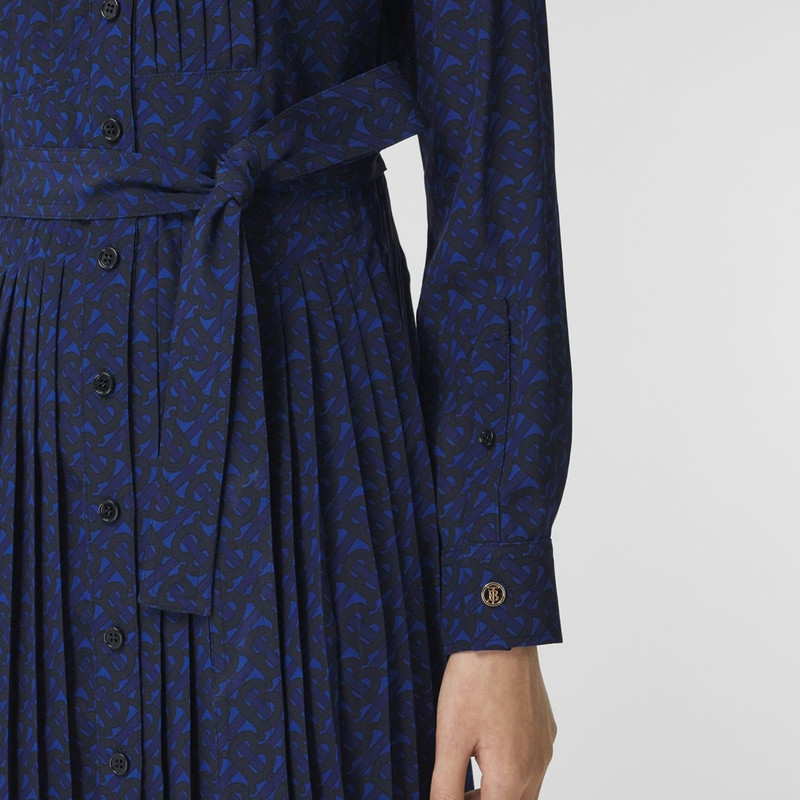 Monogram Print Silk Shirt Dress 7