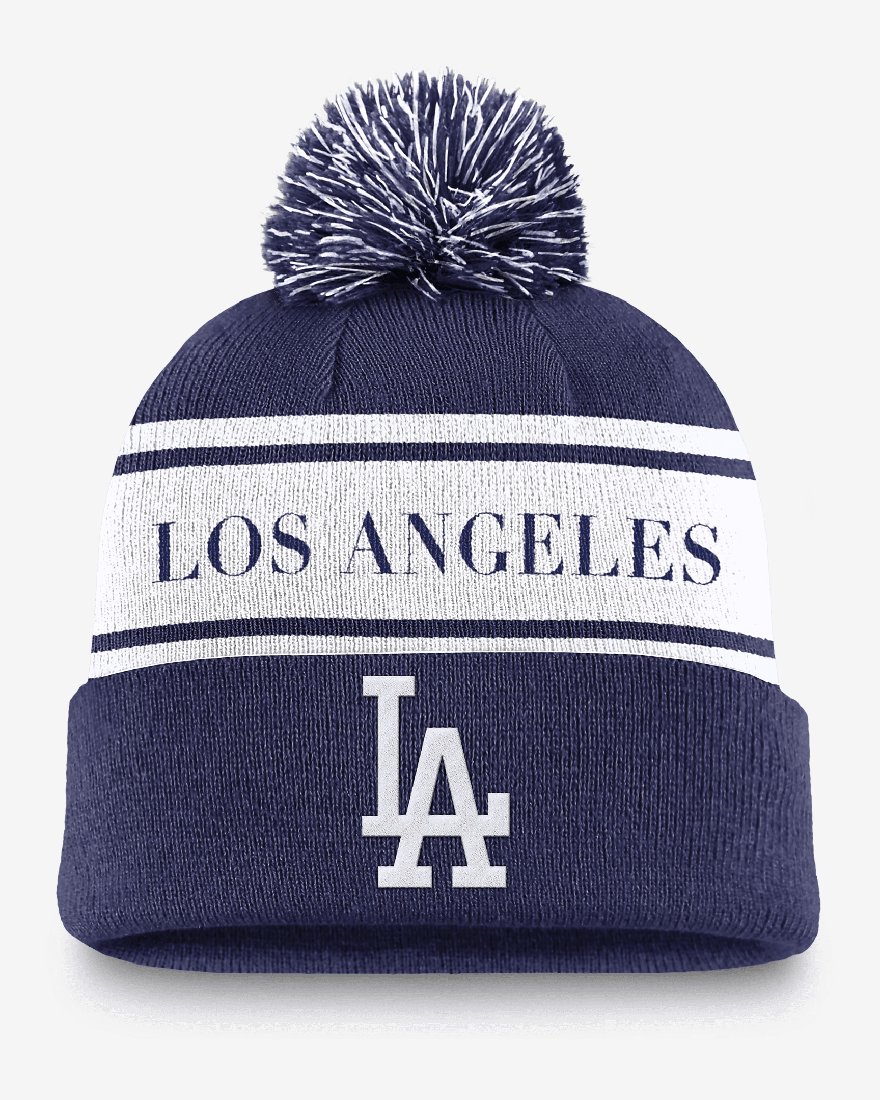 Los Angeles Dodgers Team Stripe Peak Men's Nike MLB Cuffed Pom Beanie - 1