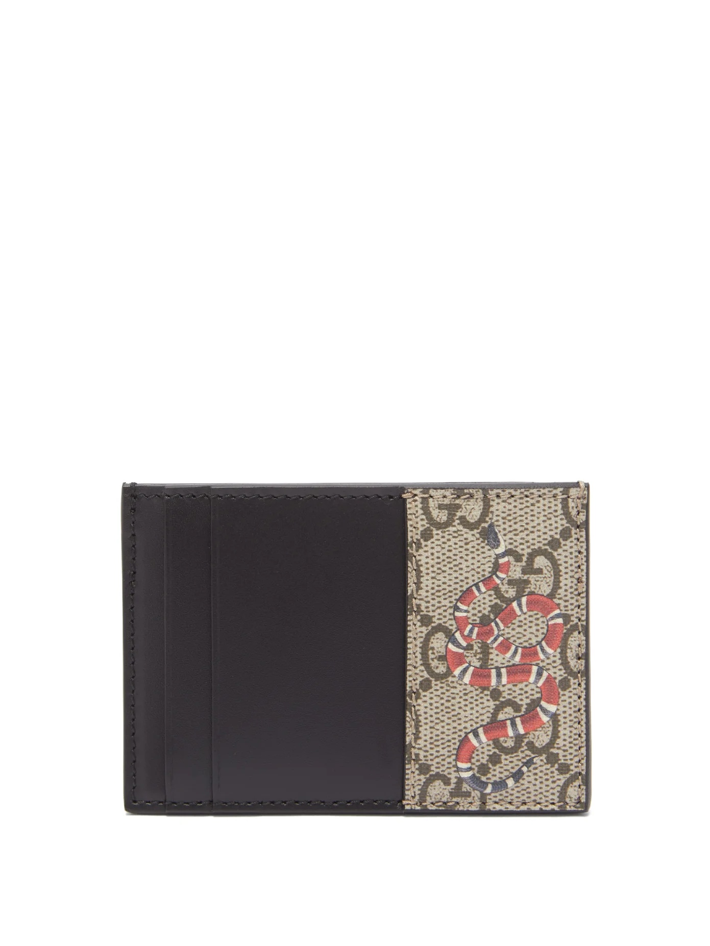 Snake-print GG Supreme coated canvas cardholder - 1