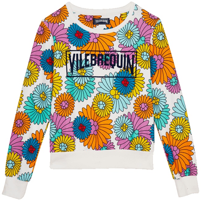 Women Cotton Sweatshirt print Marguerites and flocked Vilebrequin Logo - 1