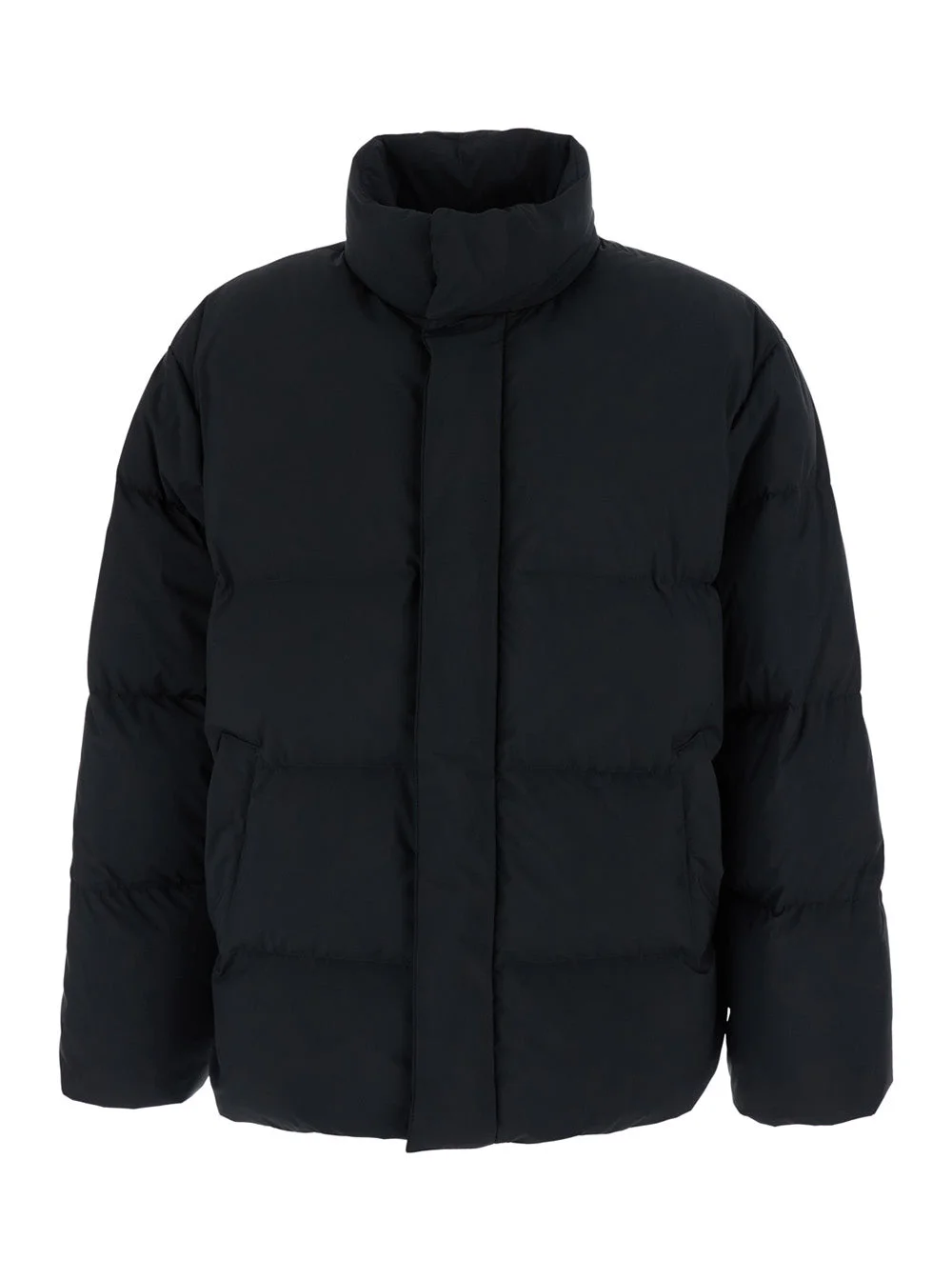 Saint Laurent Men Black Down Jacket With High Collar And Long Sleeves In Tech Fabric For Men - 1