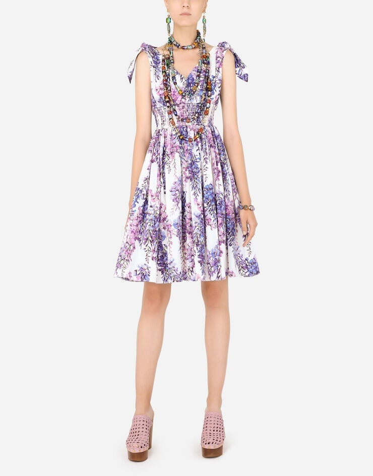 Wisteria-print poplin midi dress - 6