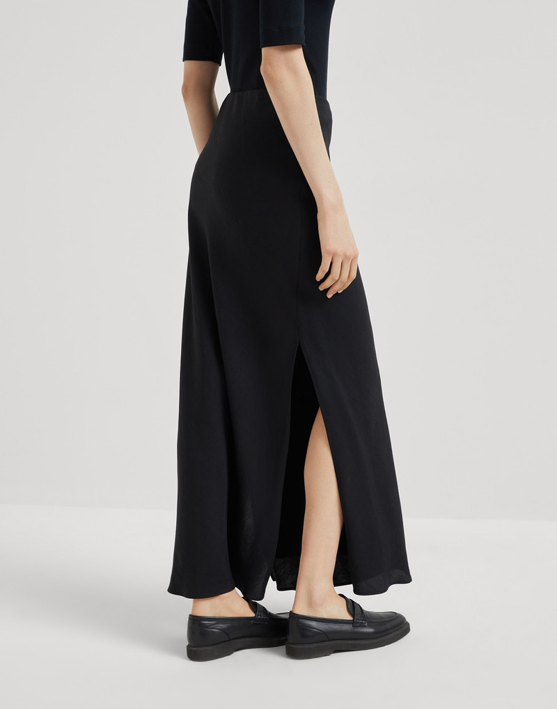 Brunello Cucinelli Viscose and linen twill fluid bias-cut skirt outlook