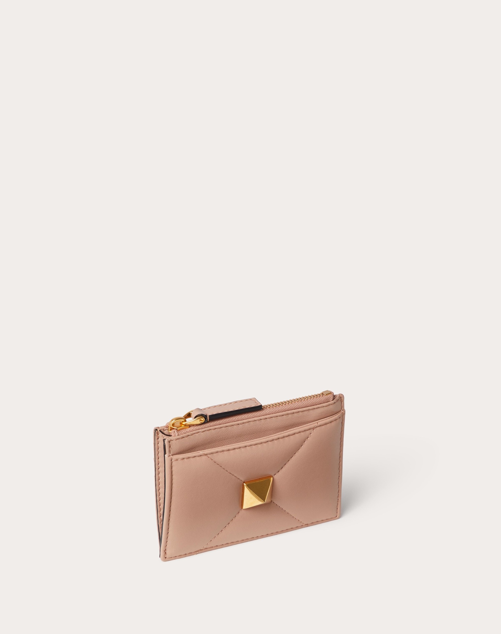 ROMAN STUD NAPPA LEATHER COIN PURSE WITH ZIPPER - 4