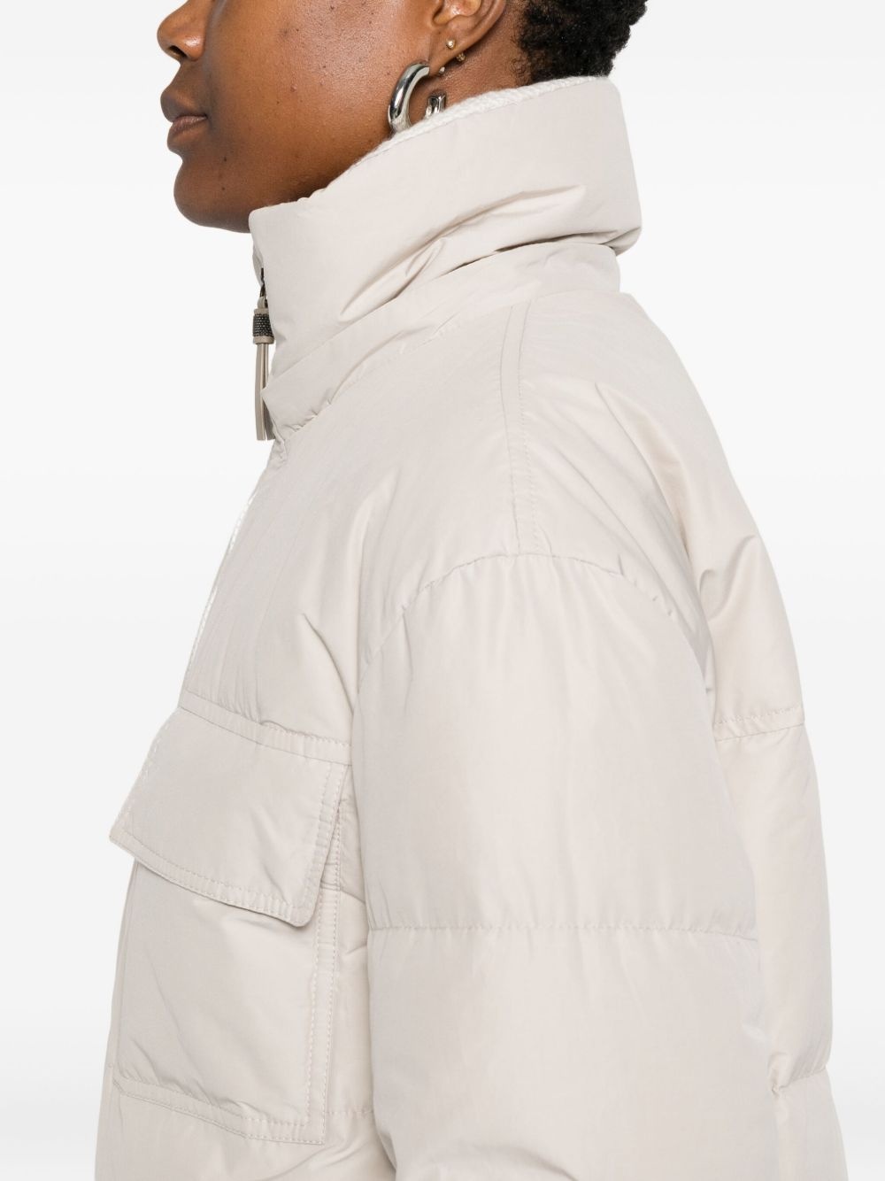hooded flap-pocket puffer coat - 6