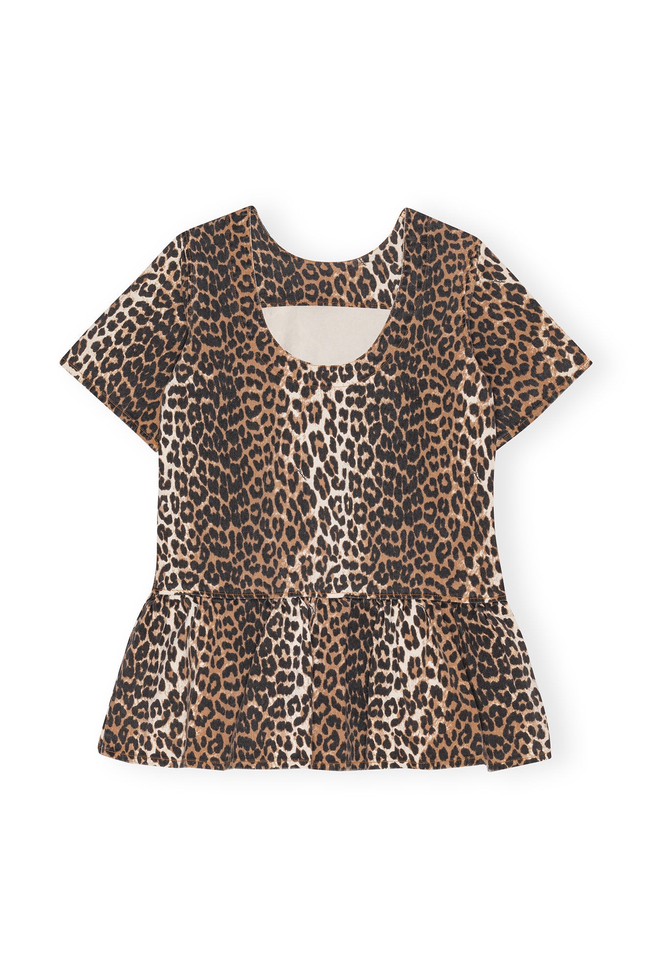 LEOPARD OPEN-BACK MINI DENIM DRESS - 10