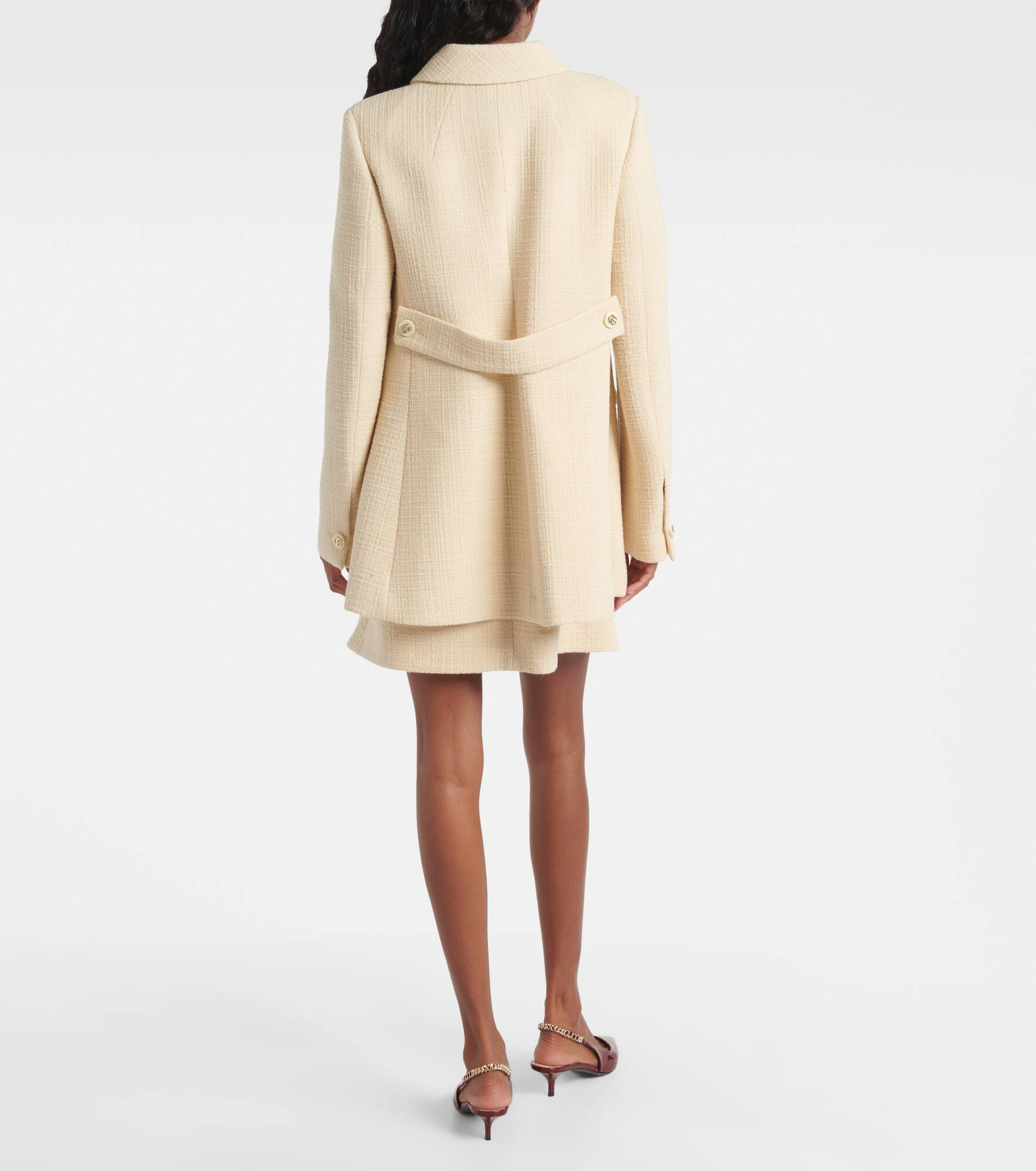 Double G wool-blend tweed coat - 3