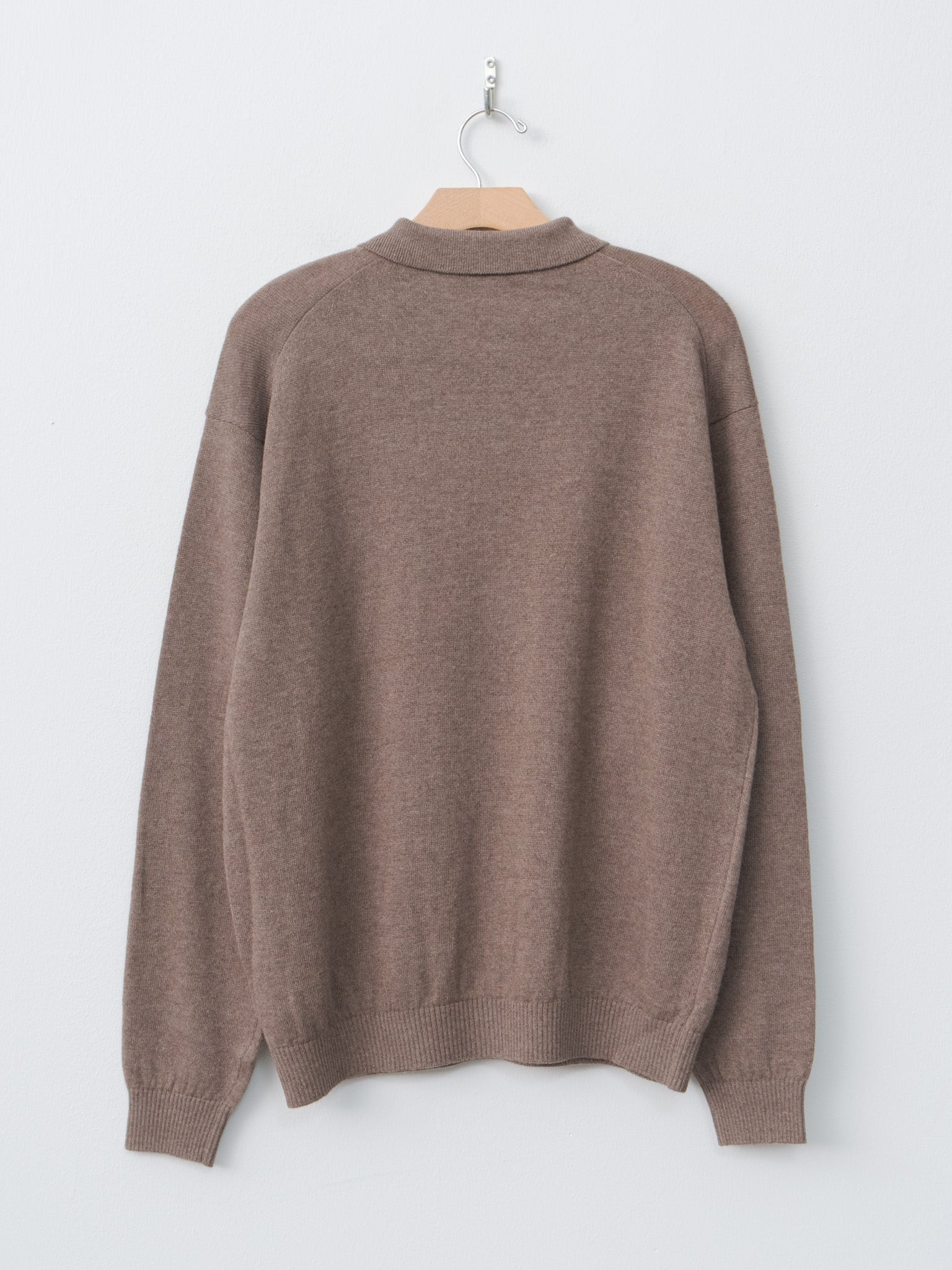 Linen Wool Brushed Zip Up Polo Sweater - Camel - 8