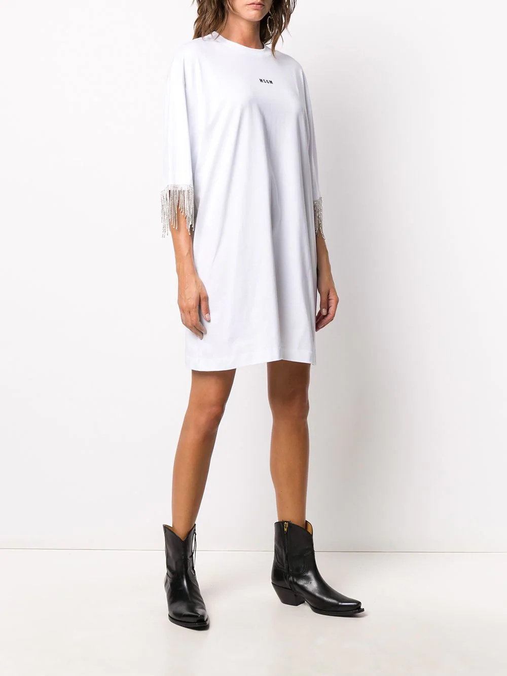 crystal trim T-shirt dress - 3