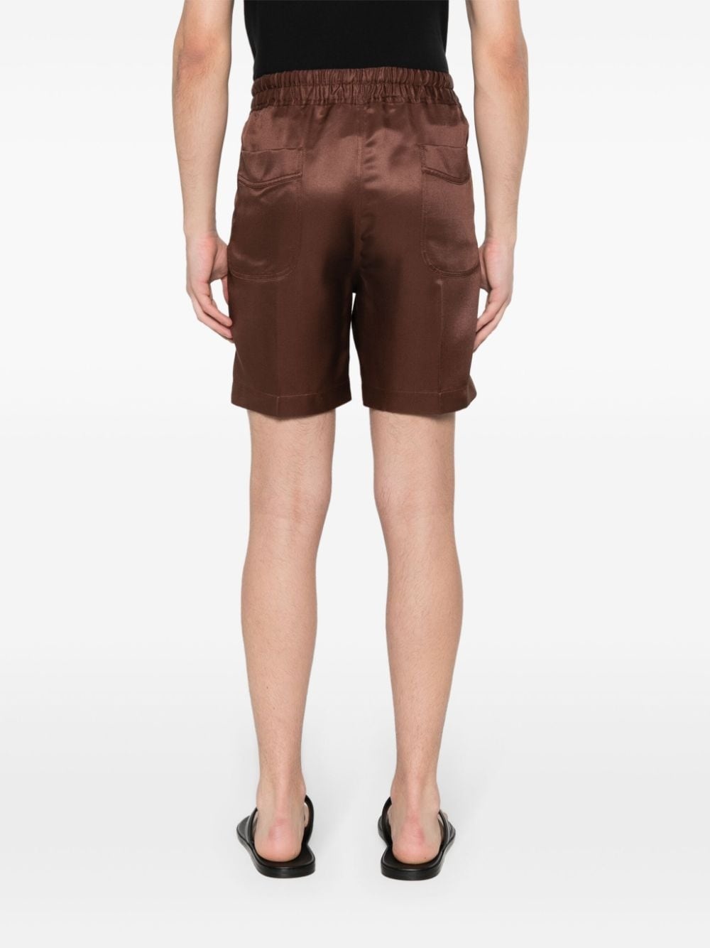 pleated silk twill shorts - 4