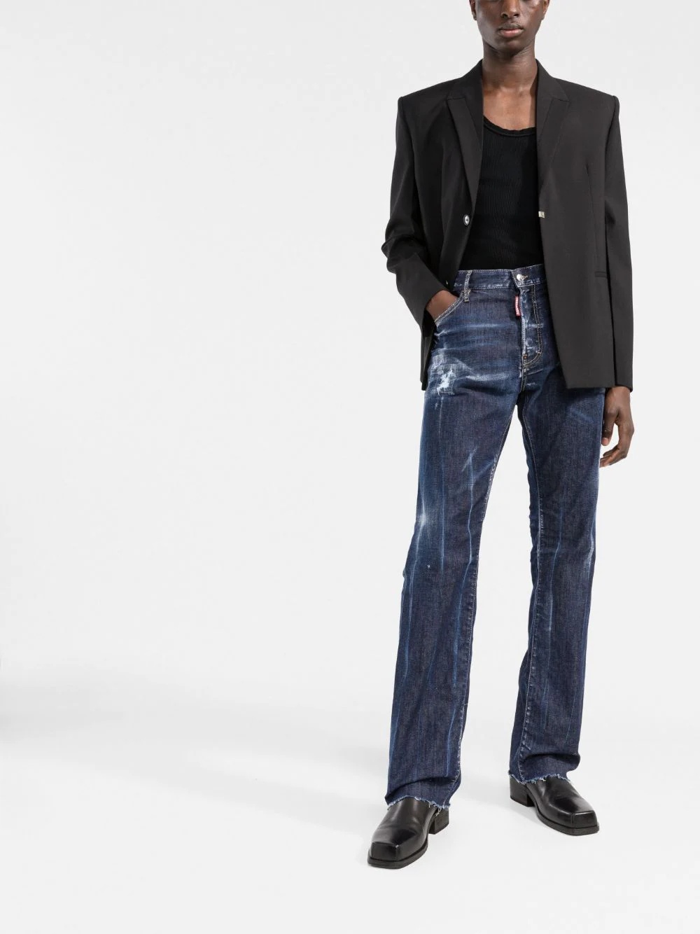 bleach-effect straight-leg jeans - 2