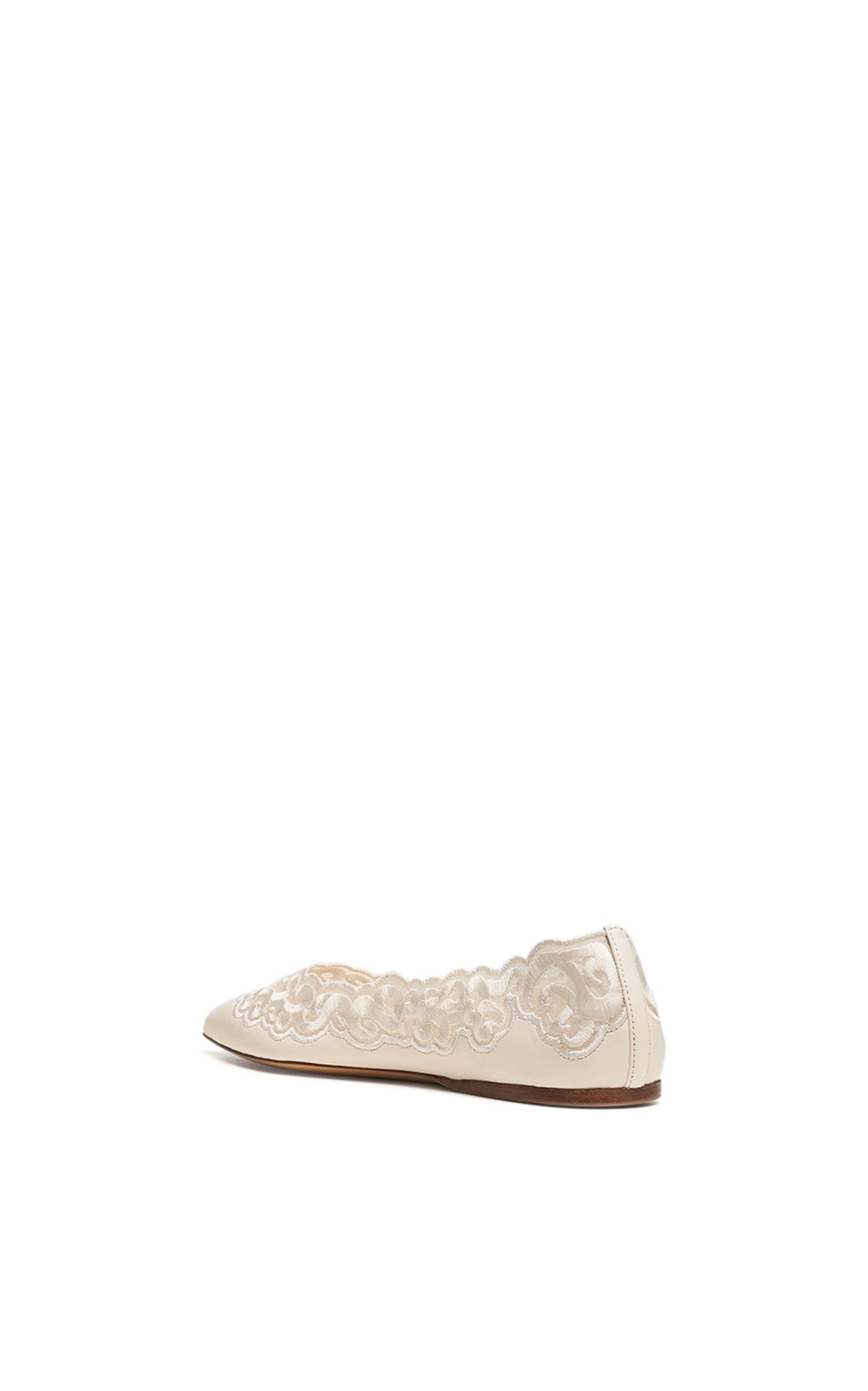 Ziva Flat Shoe in Ivory Nappa Leather - 3