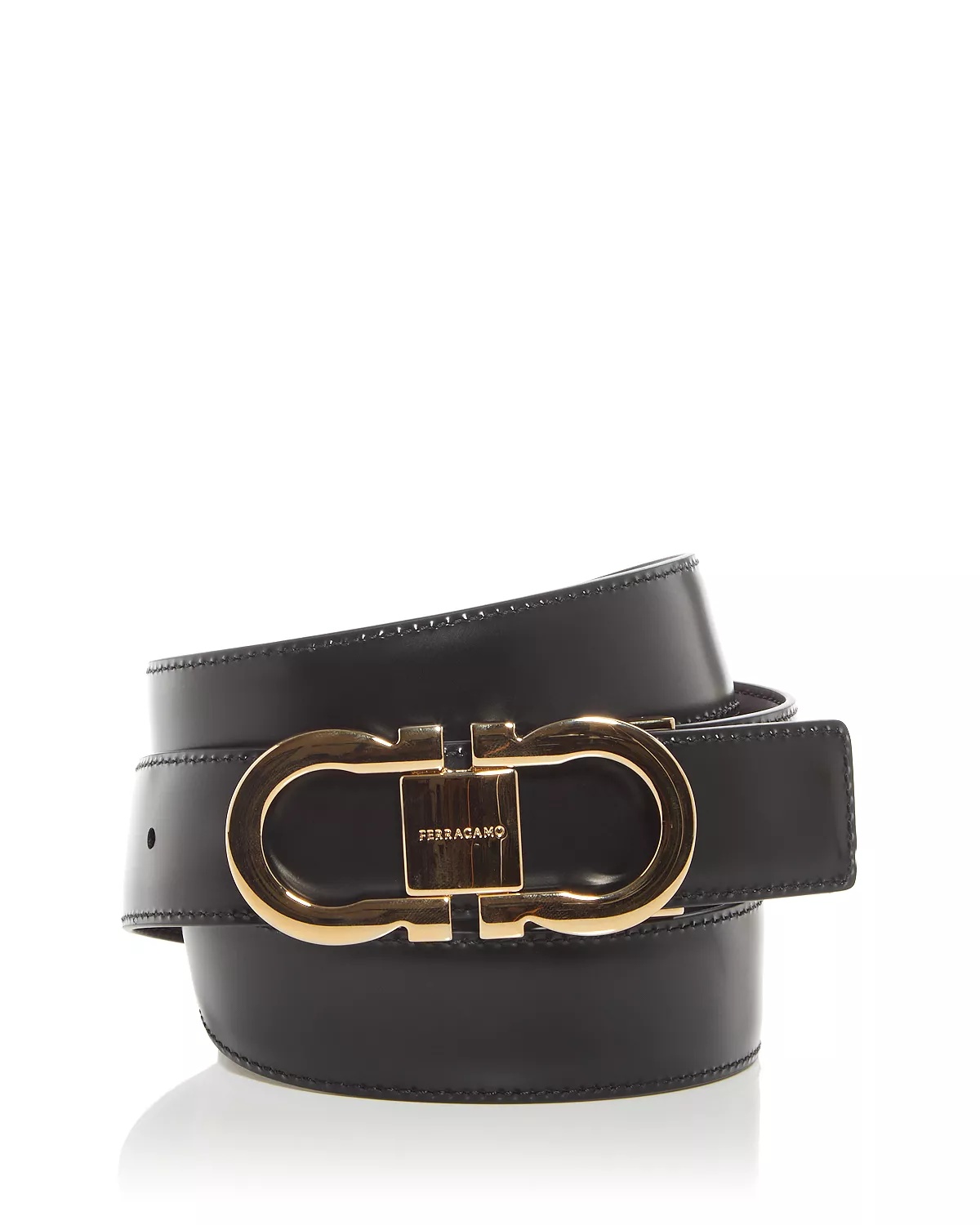 Men's Double Gancini Buckle Reversible Leather Belt - 1