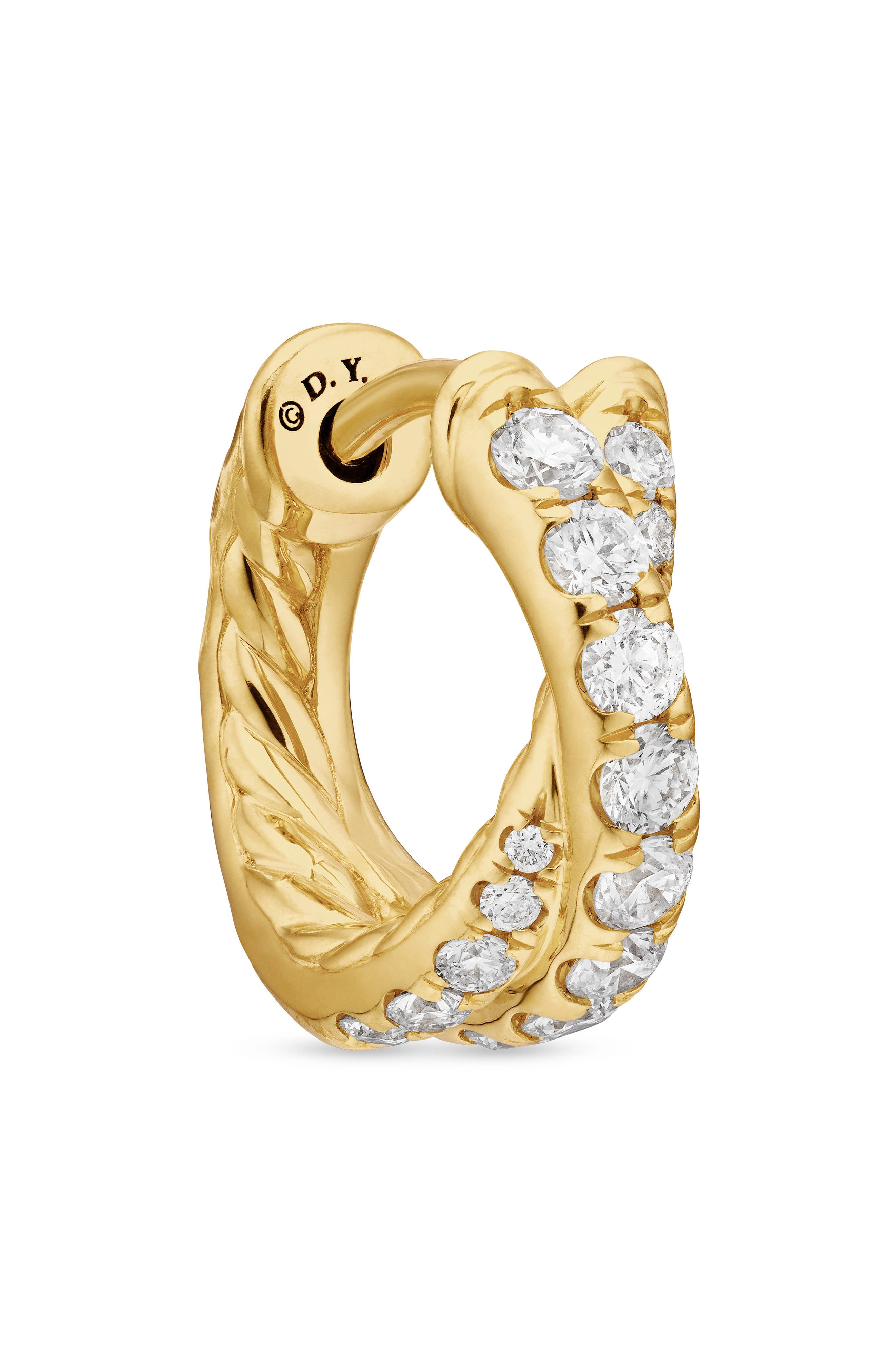 David Yurman Pavé Crossover Hoop Earrings in 18K Gold with Diamonds, 12mm in 18K Yellow Gold at Nord - 4