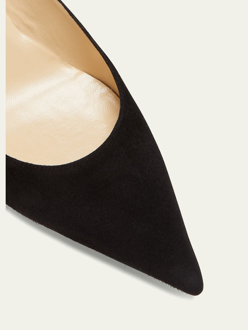 Amelia Suede Kitten-Heel Pumps, Black 3