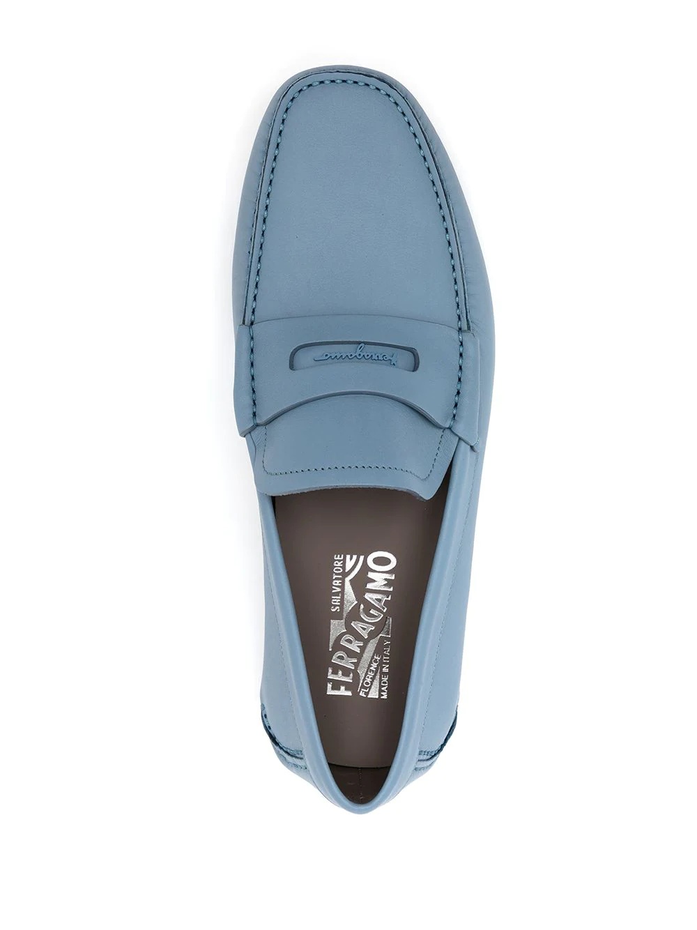 round-toe leather loafers - 4