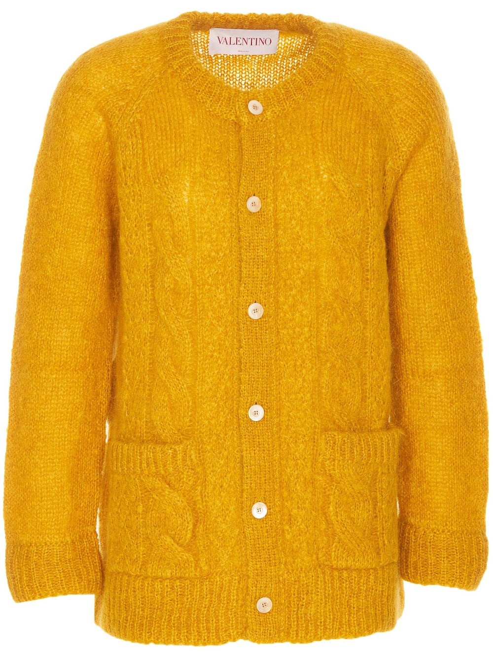 Pastel orange mohair blend cardigan - 1