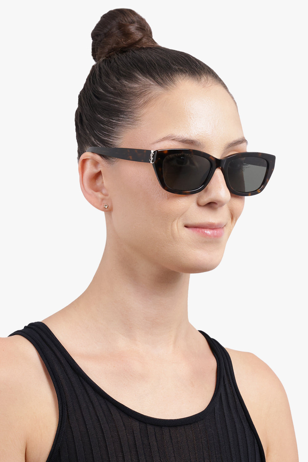 SL M153 RECTANGULAR MONOGRAMME SUNGLASSES | DARK HAVANA BROWN - 5