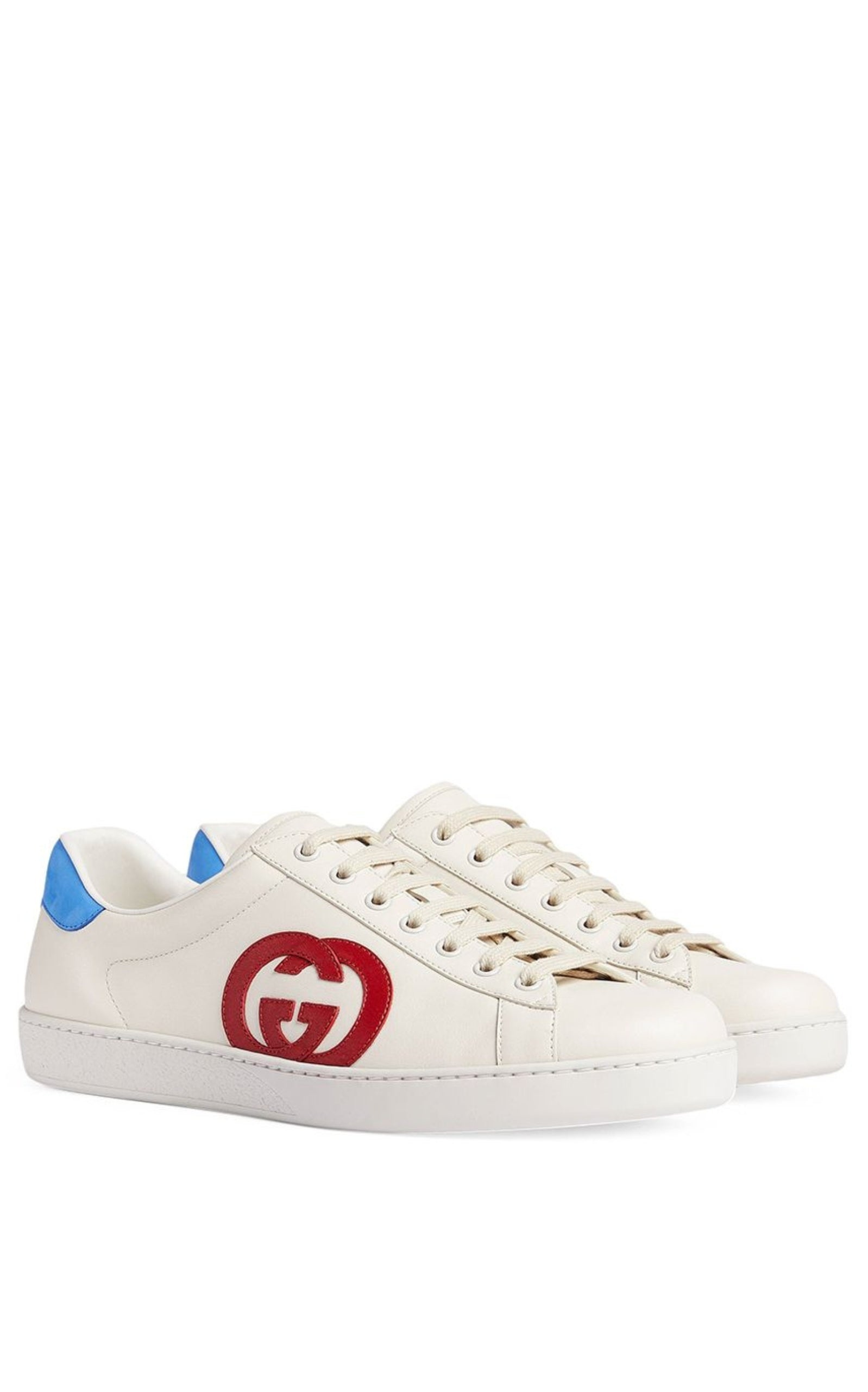 White GG Ace Leather Sneakers - 3