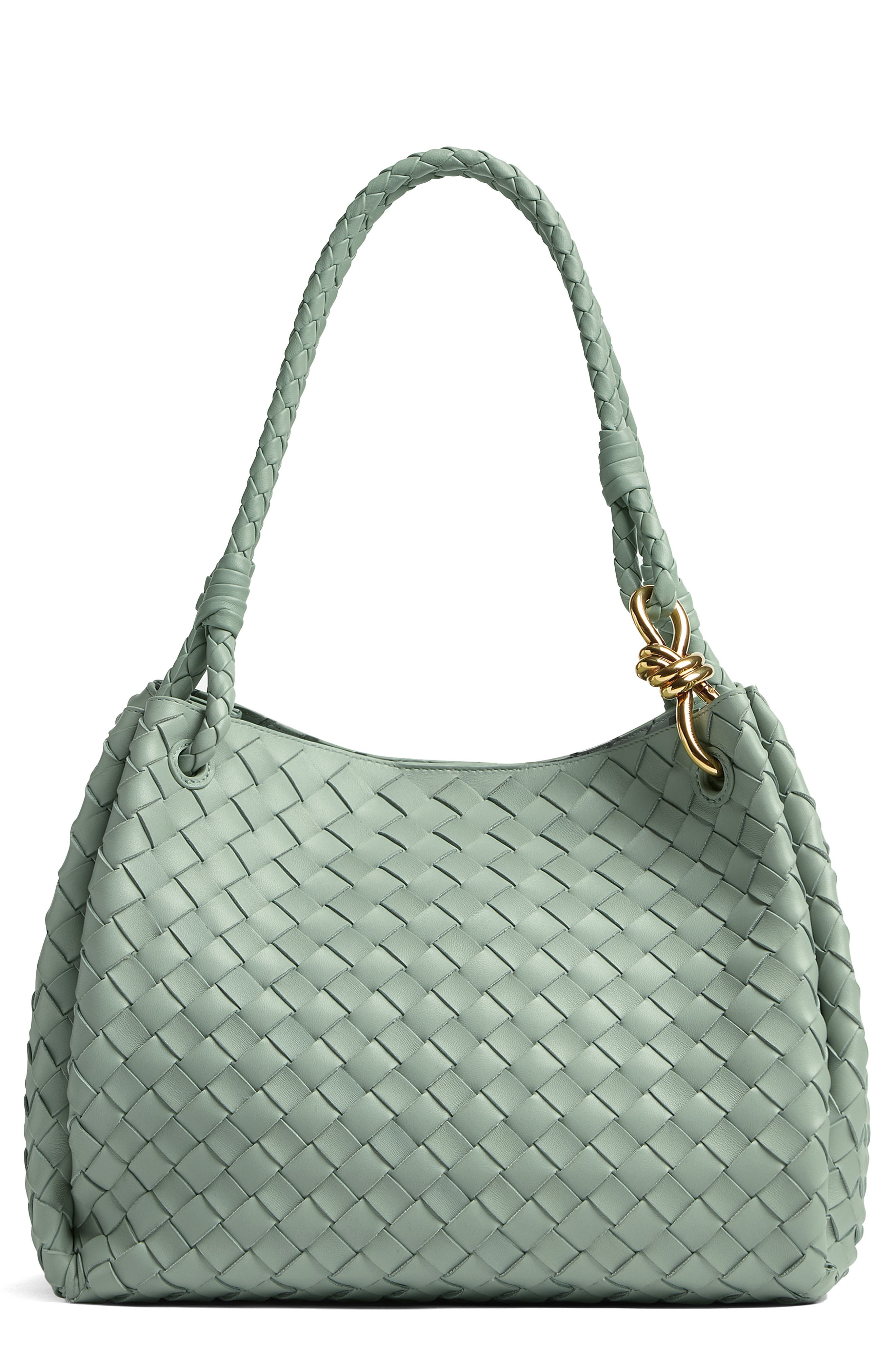 Large Andiamo Intrecciato Leather Top Handle Bag - 1