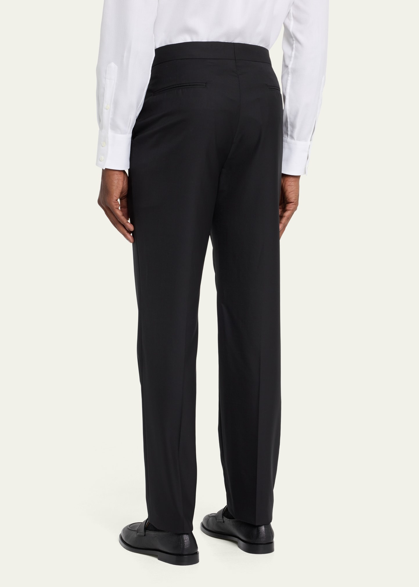 Men's Solid Tuxedo Fabric Dress Trousers - 3
