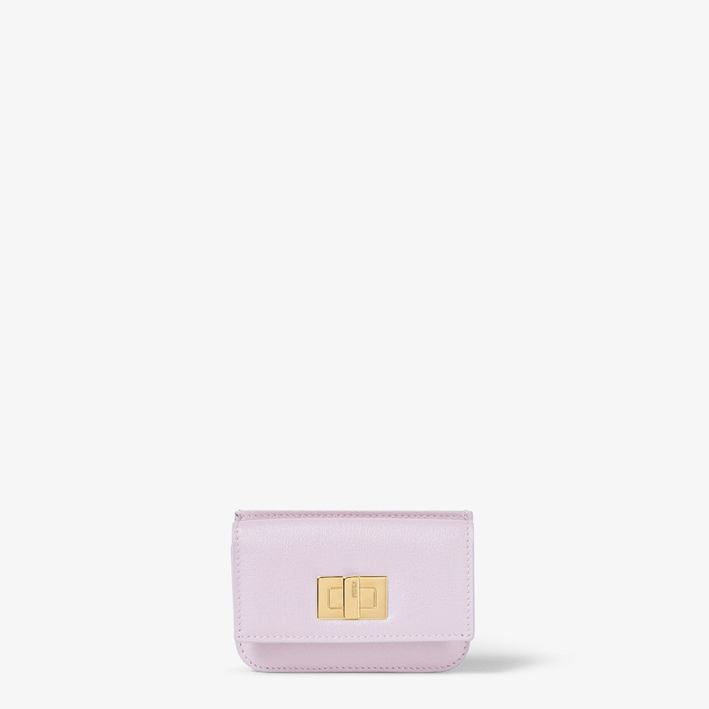 Fendi Way Card Case With Pocket Fuchsia and mahogany brown leather card case 1