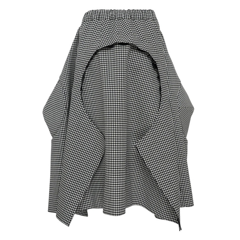 Comme Des Garçons Wool Gabardine Gingham Check Skirt outlook